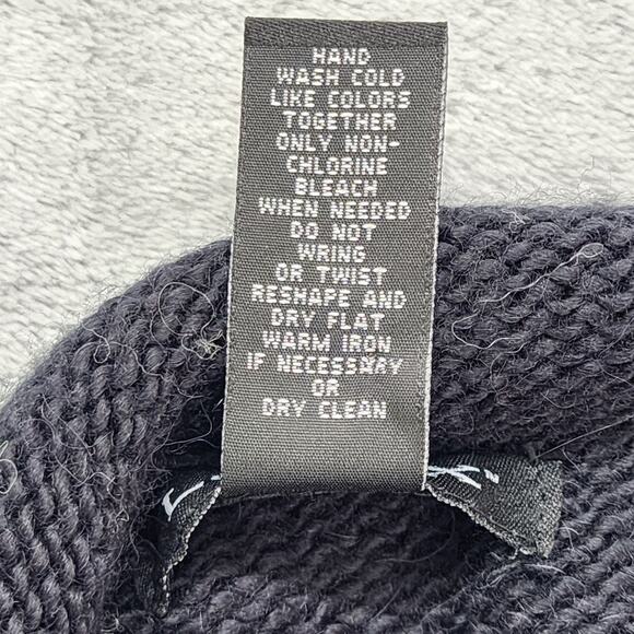 Logix Wool Alpaca Striped Funnel Neck High Low Sweater Size L Black Tan Stretch - Picture 4 of 7